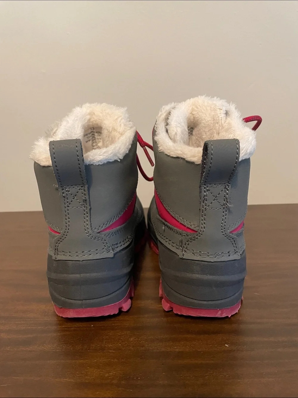 All in Motion Girls Grey and Burgundy Winter Boots (size 13)